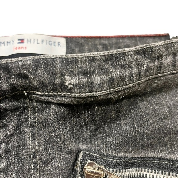 Vintage 90s Y2K Tommy Hilfiger Black Denim Jeans Zipper Pockets Size 6 Straight - Picture 6 of 8